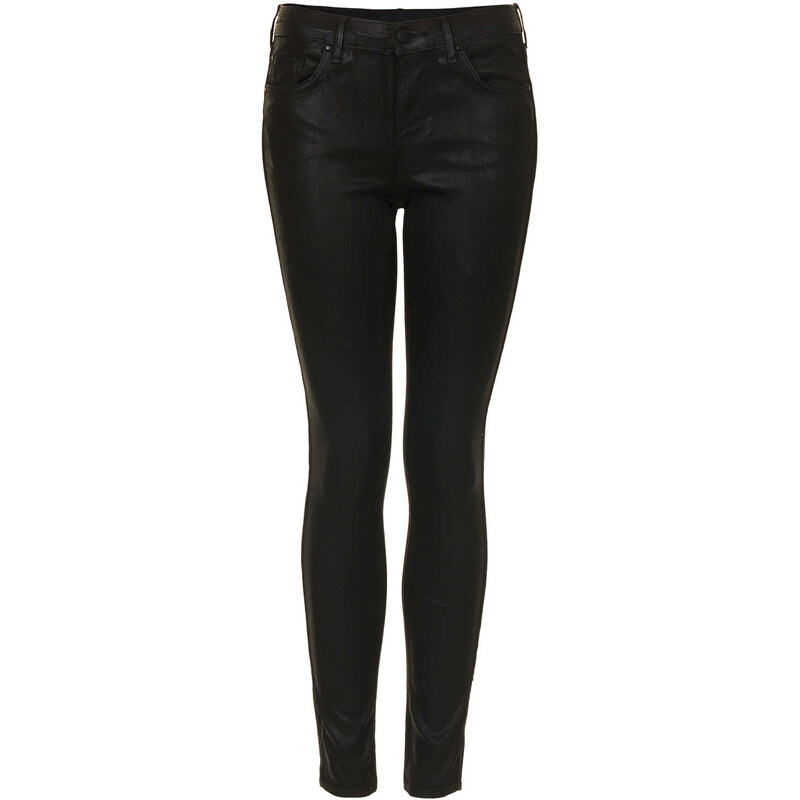 Topshop MOTO Black Coated Leigh Jeans