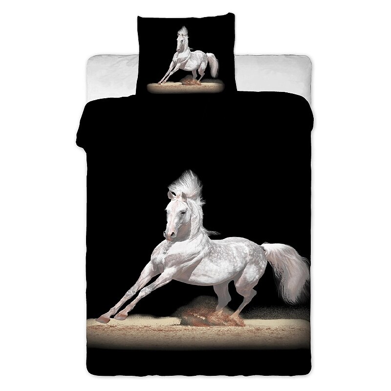 Jerry Fabrics Povlečení bavlna fototisk - Bílý kůň 1x 140/200, 1x 90/70