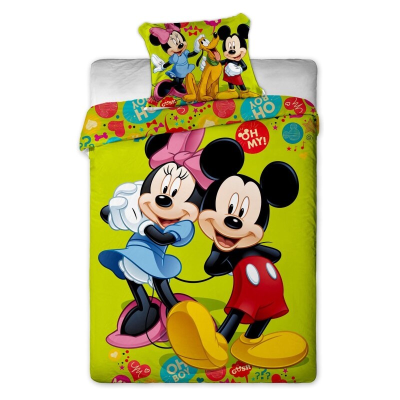 Jerry Fabrics Povlečení Disney - Mickey and Minnie green 1x 140/200, 1x 90/70