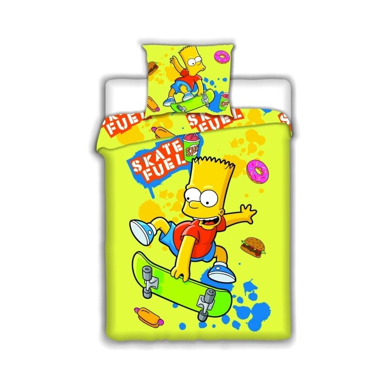 Jerry Fabrics Povlečení Simpsons Bart Skate yellow 140x200 70x90