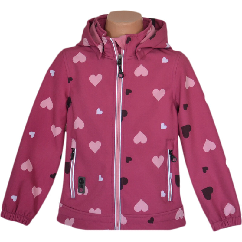 Topo Dívčí outdoorová bunda se srdíčky - růžová