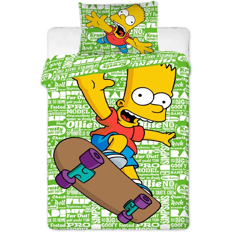 Jerry Fabrics Povlečení Simpsons Bart green 2016 140x200, 70x90 cm