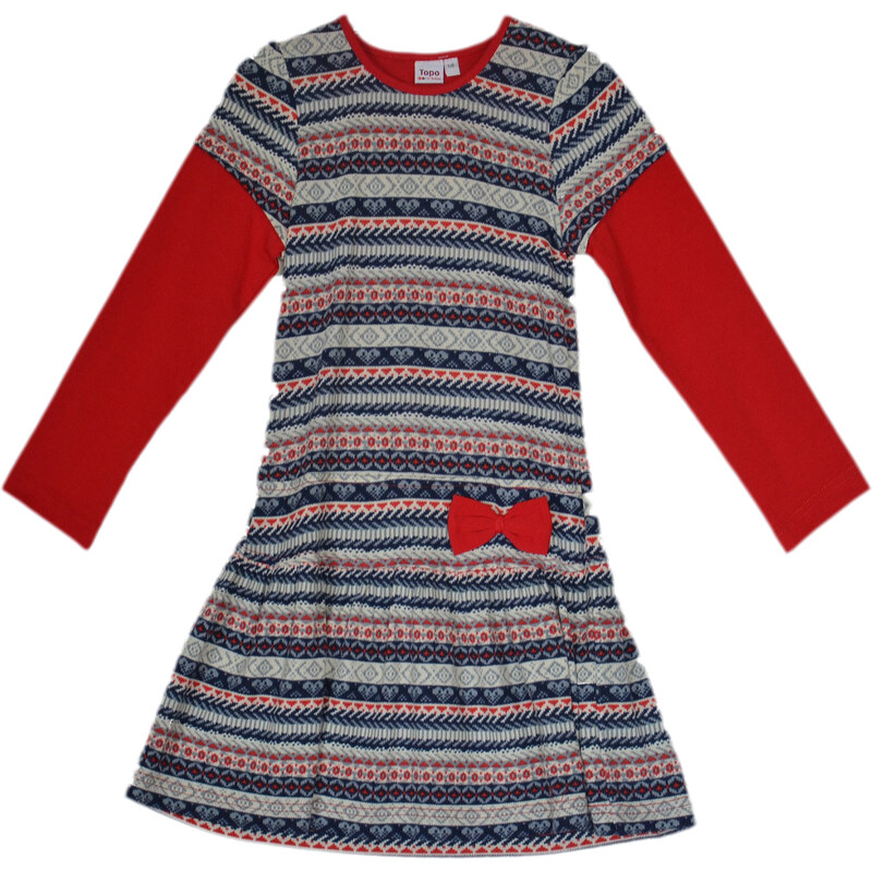 Topo Dívčí vzorované šaty s mašlí - barevné