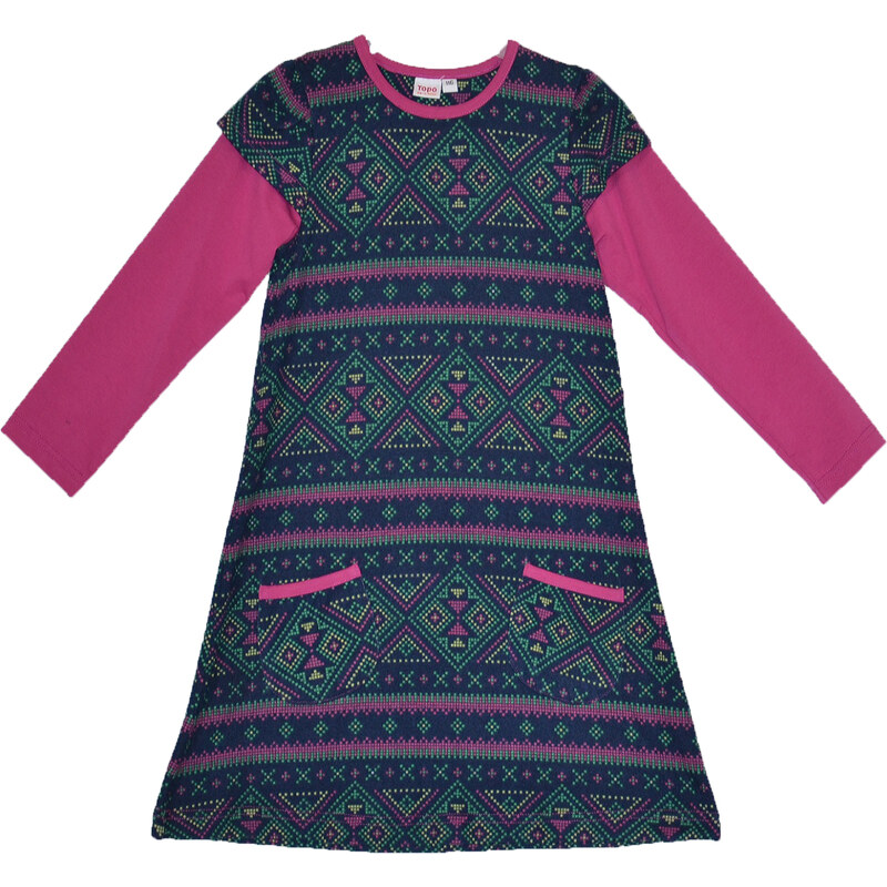 Topo Dívčí vzorované šaty s kampsami - barevné