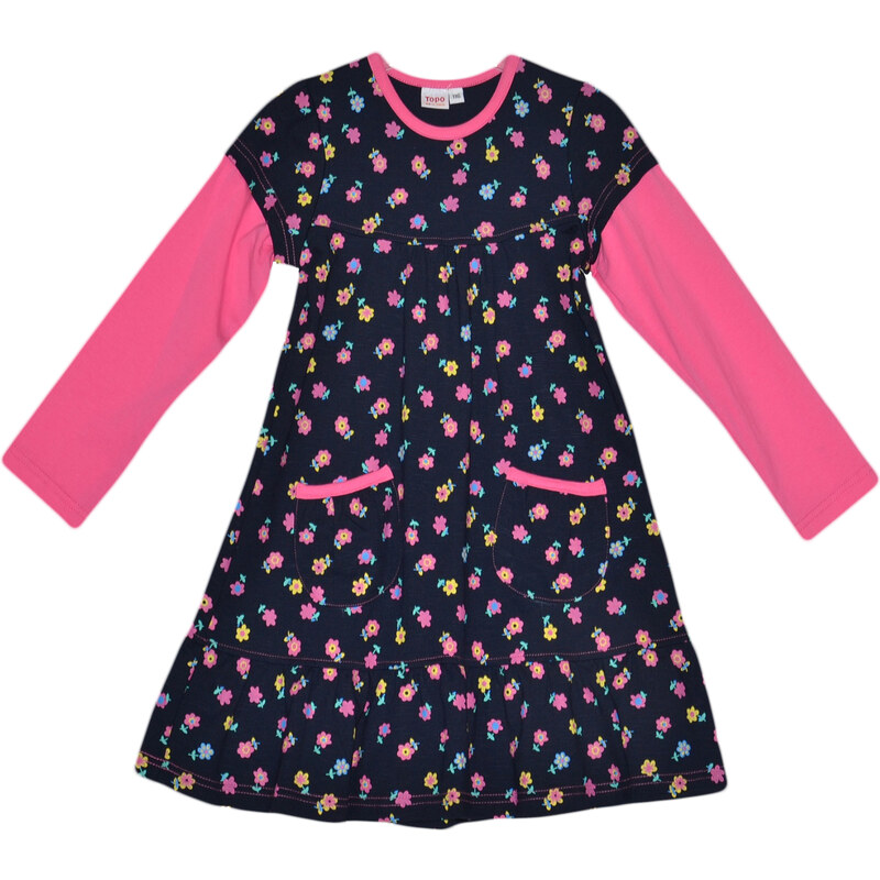 Topo Dívčí květované šaty s kapsami - barevné
