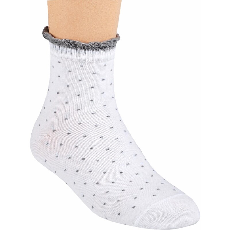 Ponožky Steven 099-I, bílá - puntík