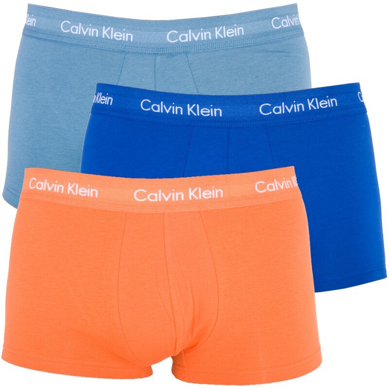 3PACK Pánské Boxerky Calvin Klein Cotton Stretch Low Rise Trunk Blue&Orange