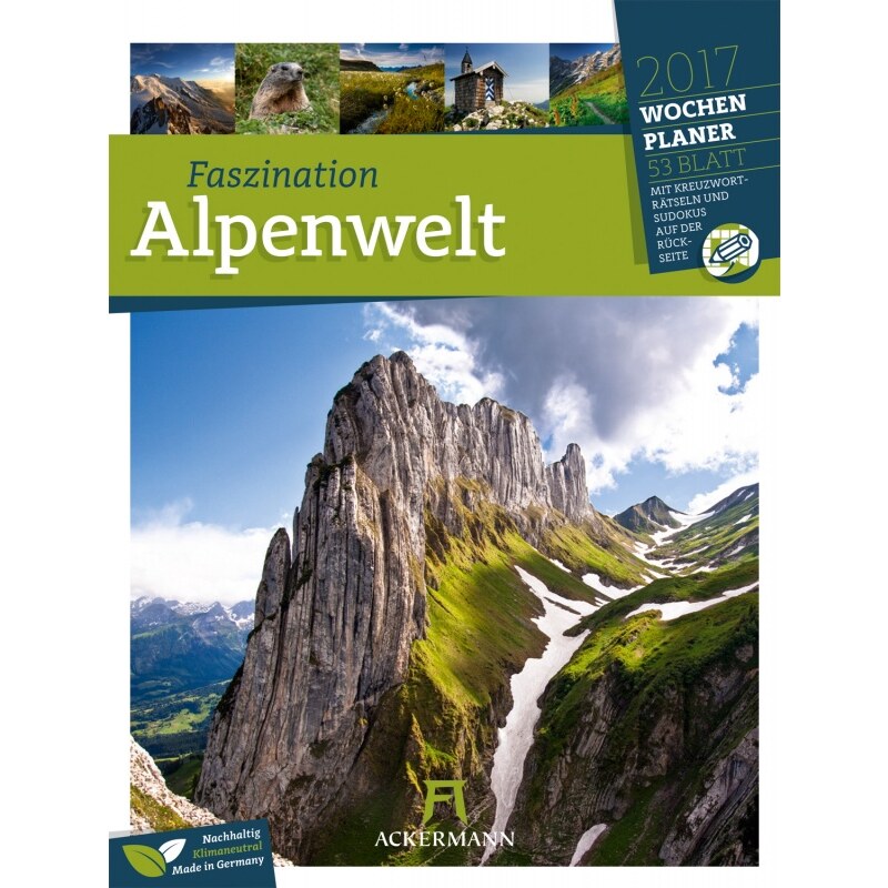 Ackermann Kunstverlag Nástěnný kalendář Alpy - týdenní plánovač / Alpenwelt 2017 - Wochenplaner 17AC2702
