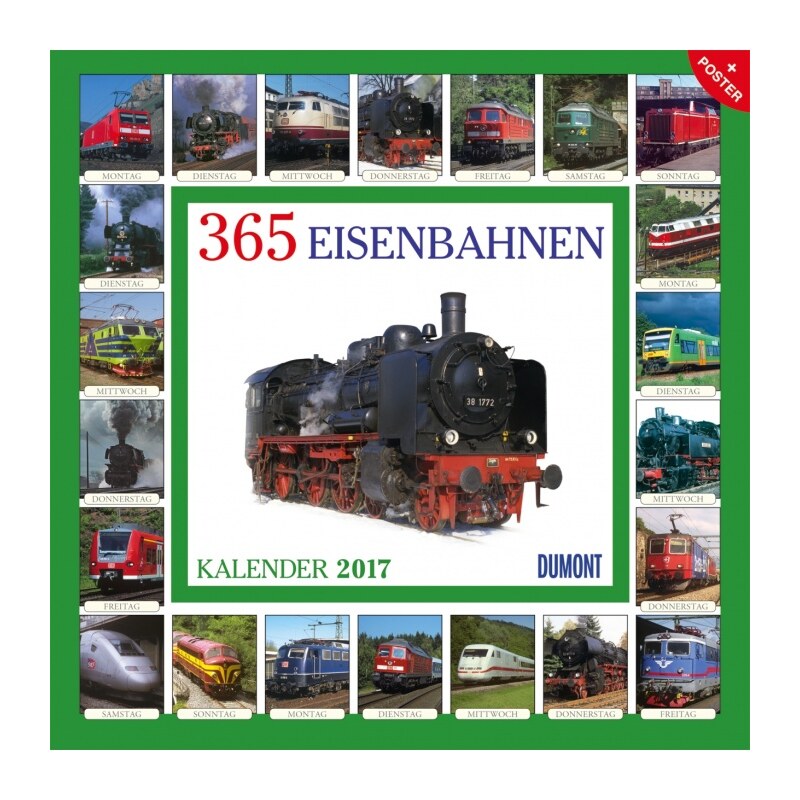 DuMont Kalenderverlag GmbH & Co. KG Nástěnný kalendář 365 Lokomotiv / 365 Eisenbahnen 2017 17DU3496
