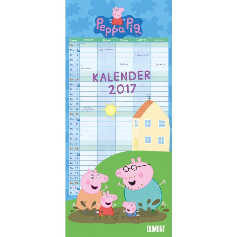 DuMont Kalenderverlag GmbH & Co. KG Nástěnný kalendář Rodinný plánovač Peppa Pig / FamilienPeppa Pig 2017 17DU3578