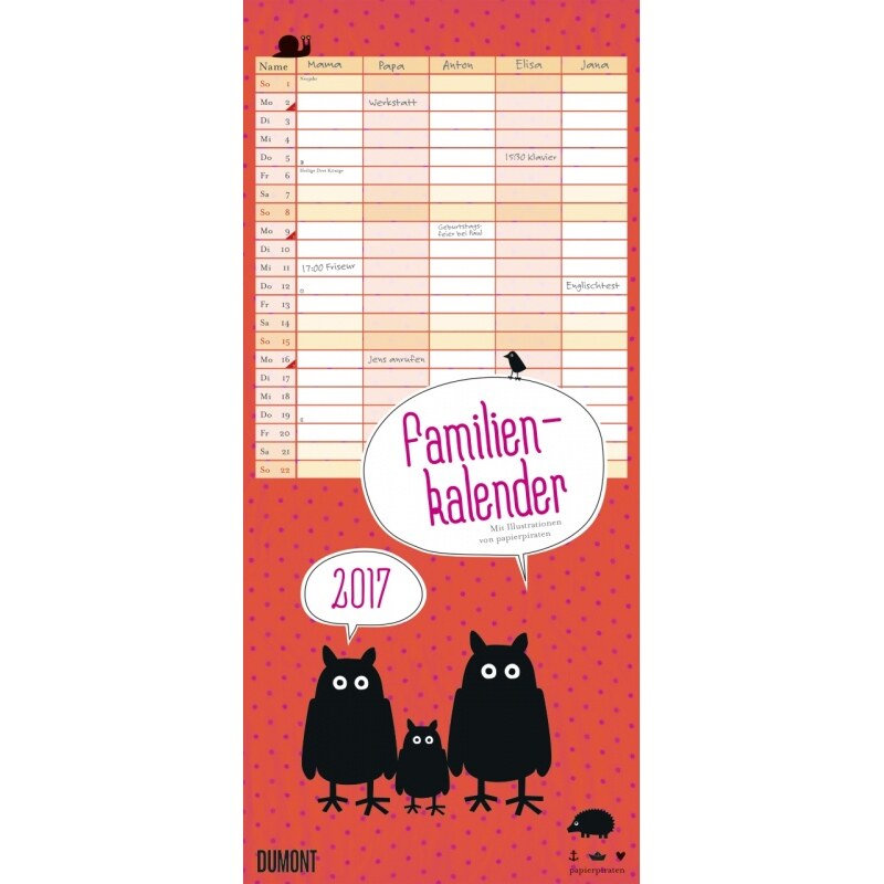 DuMont Kalenderverlag GmbH & Co. KG Nástěnný kalendář Rodinný plánovač Zvířata / Familien Viechereien 2017 17DU3613