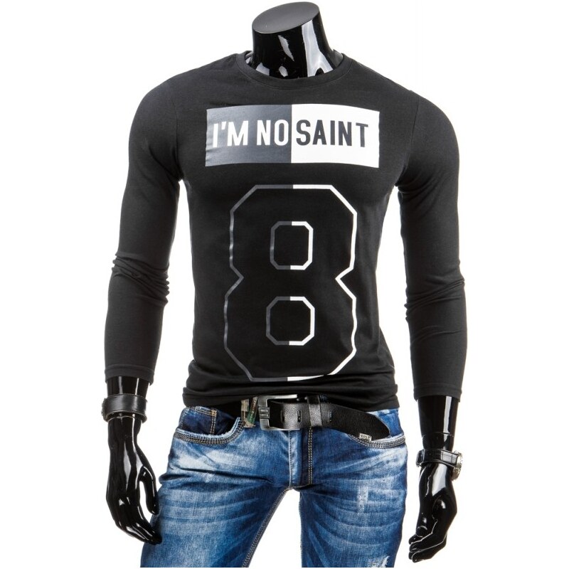 Pánské tričko s dlouhým rukávem - I am no saint, černé