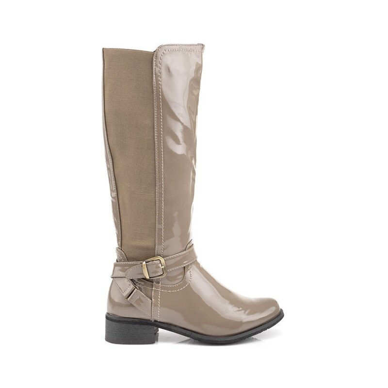 BELLE WOMEN Skvělé kožené khaki kozačky 38