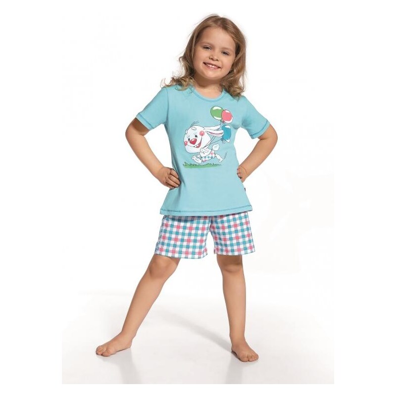Pyžamo Cornette Kids Girl 787/27 Happy kr/r tyrkysový, 110-116