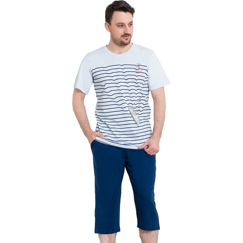 Gazzaz Pánské pyžamo Fabio modré S modrá