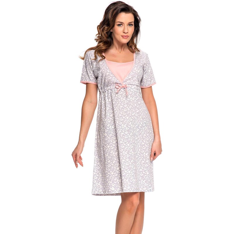 Dobranocka Těhotenská noční košile Dn-nightwear TCB.4044, S šedá
