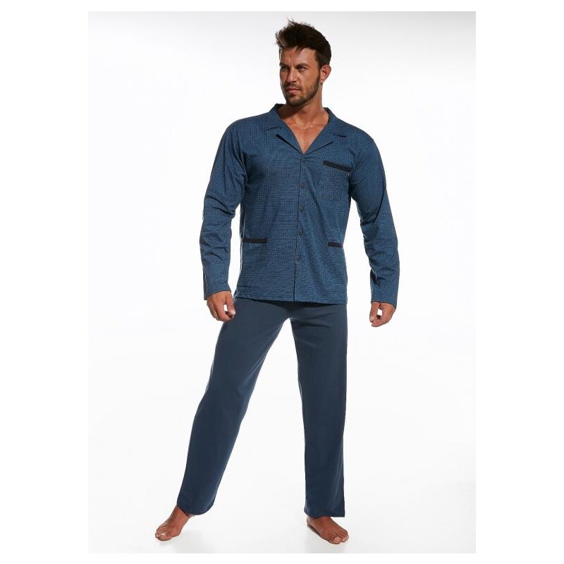 Pánské pyžamo Cornette 114/19 rozpinana M-2XL tmavě šedá, M