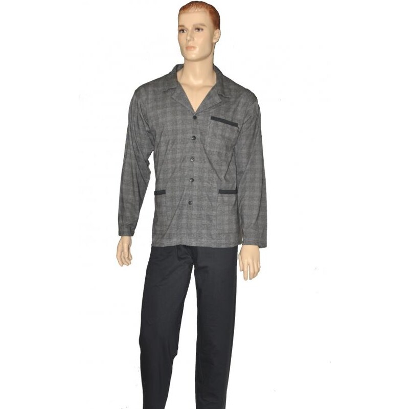 Pánské pyžamo Cornette 114/20 rozpinana M-2XL šedá, L