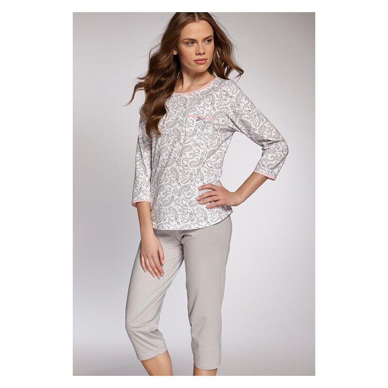 Dámské pyžamo Cana 301 bílá-béžová XL