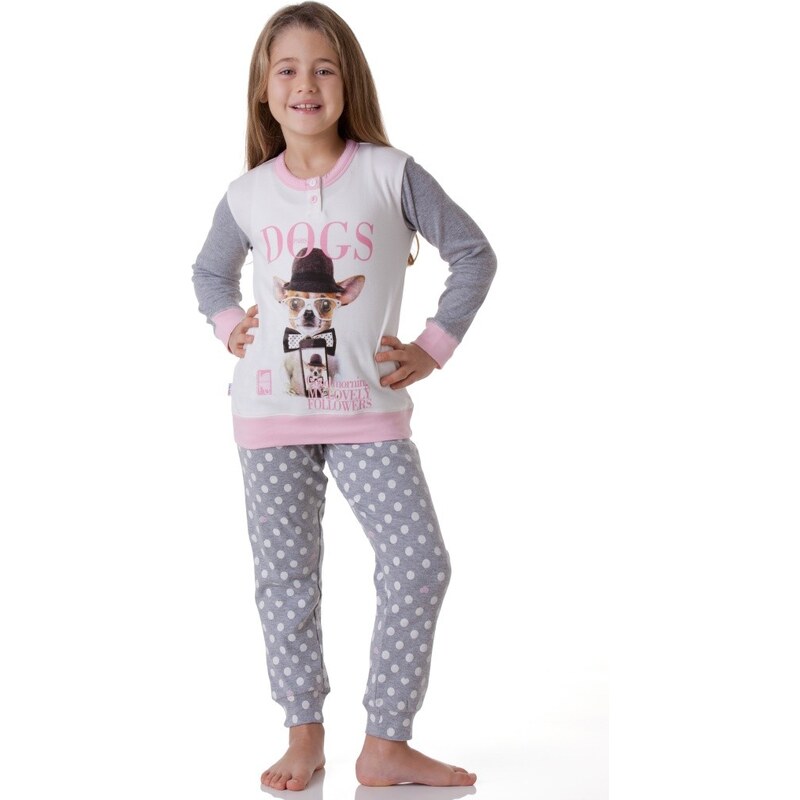 Dívčí pyžamo Cotonella DB244 Krémová
