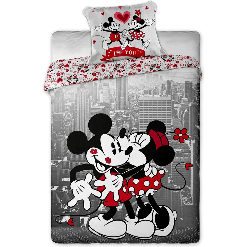 Jerry Fabrics Povlečení Mickey and Minnie v NY 140x200 70x90 cm