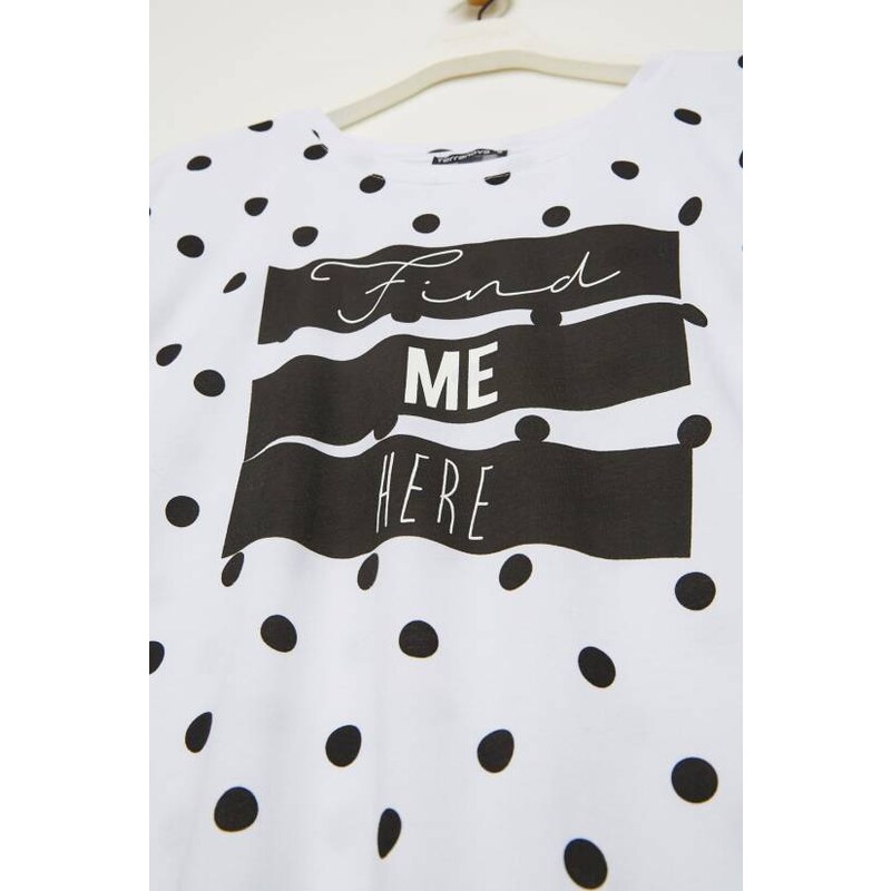 Terranova polka dot t-shirt with writing