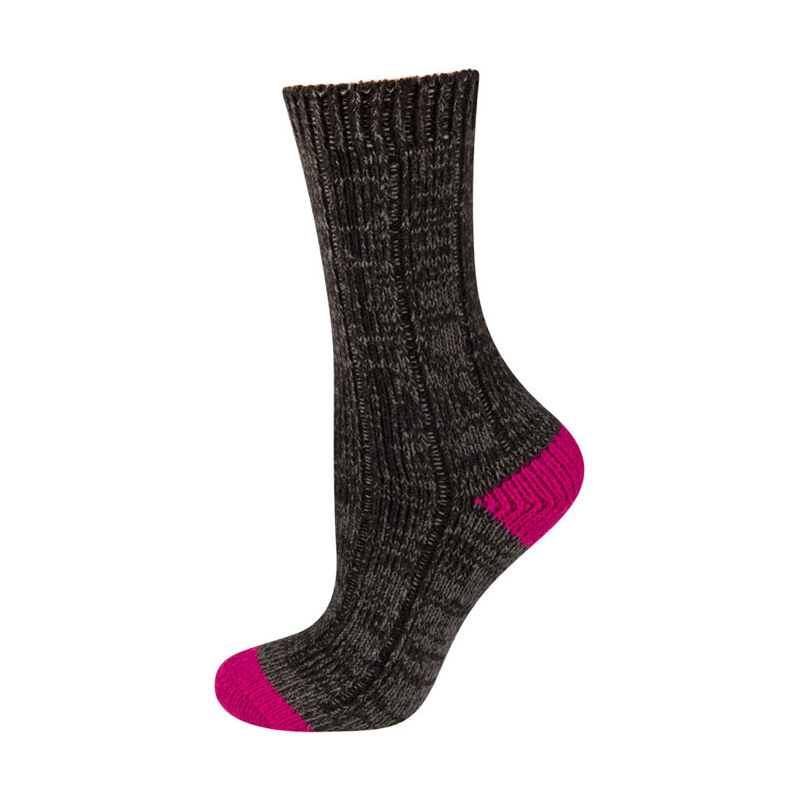SOXO Dámské tmavě hnědé pletené ponožky Natur
