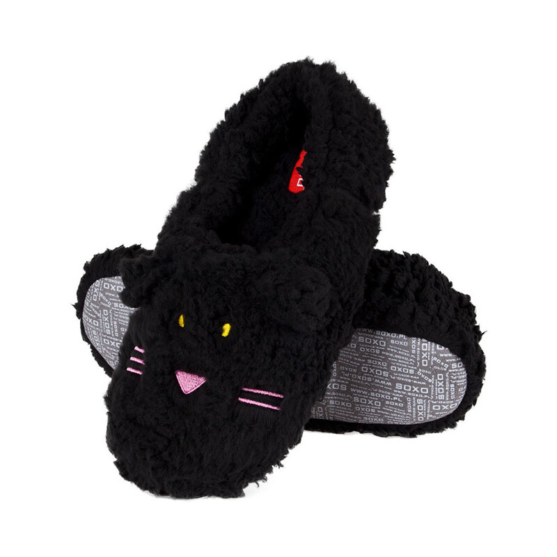 SOXO Dámské černé pantofle Plush Animal