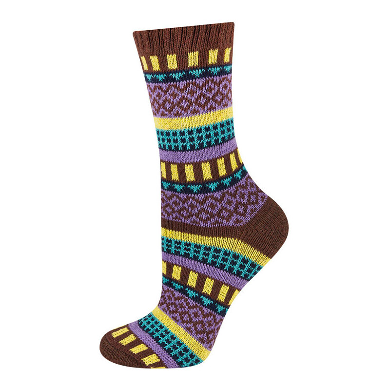 SOXO Dámské hnědo-fialové ponožky Peru