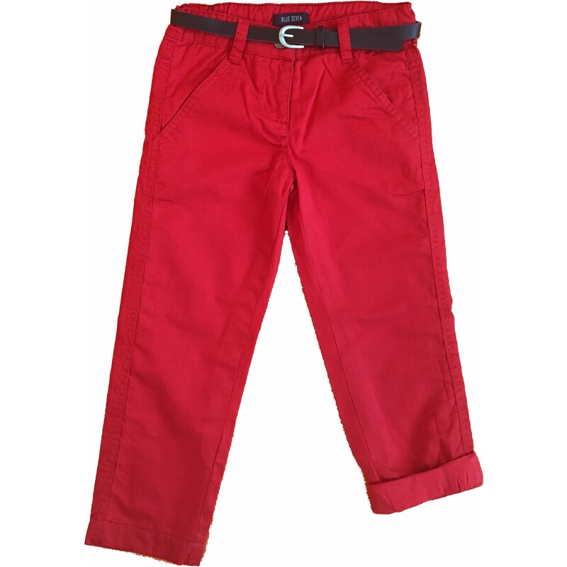 Blue Seven Dětské červené zateplené kalhoty s páskem Lovely New York