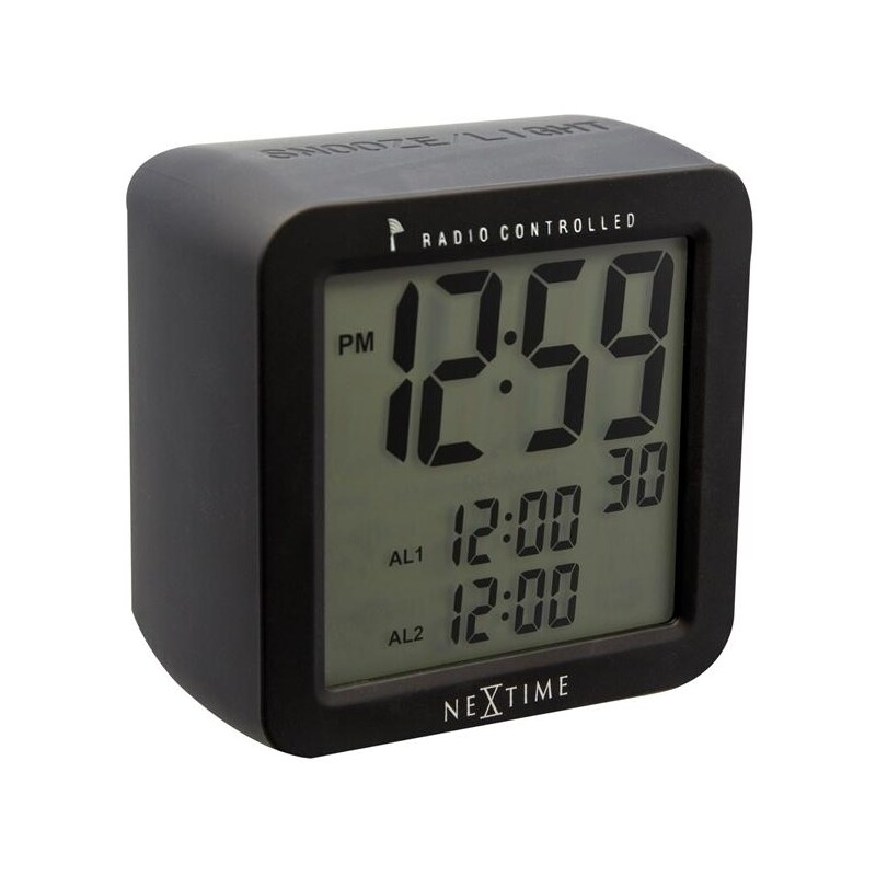 Designové stolní digitální hodiny řízené signálem DCF 5201zw Nextime Square Alarm 10cm