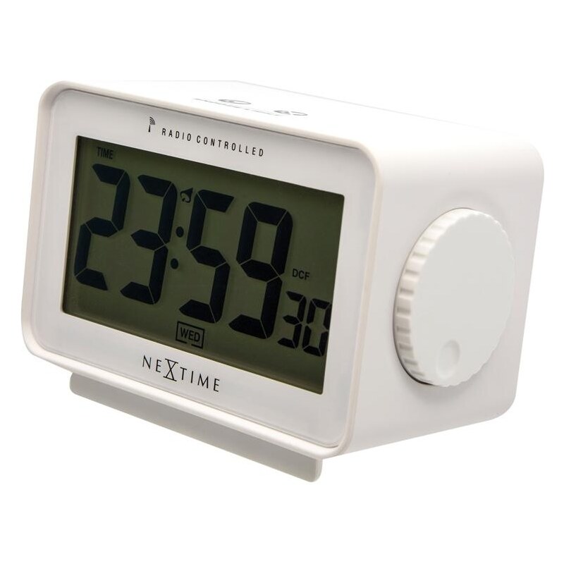 Designové stolní digitální hodiny řízené signálem DCF 5202wi Nextime Easy Alarm 13cm