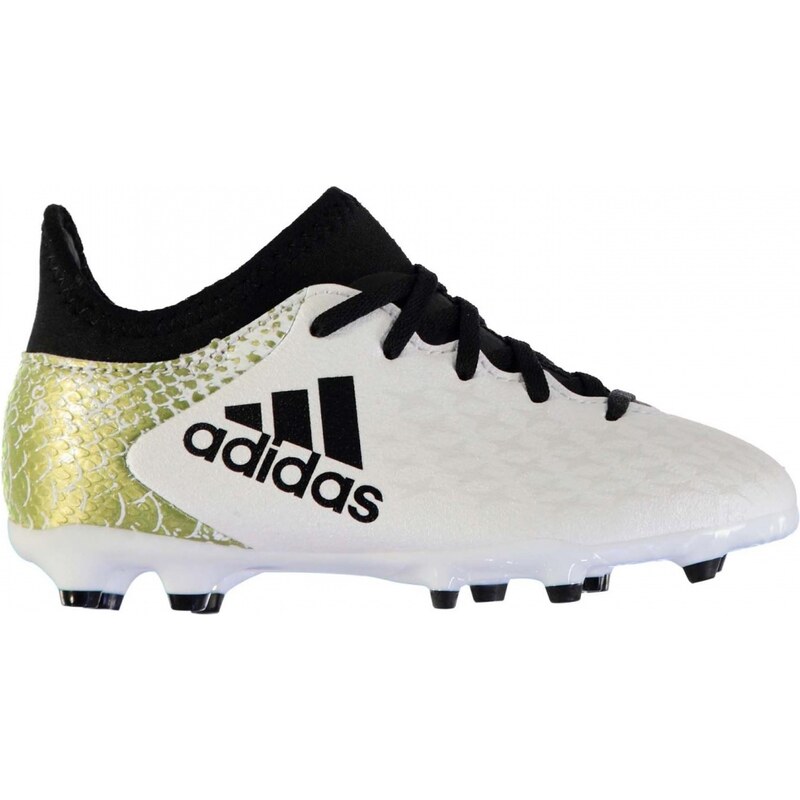 Adidas X 16.3 FG Football Boots Childrens, white/blk/gold