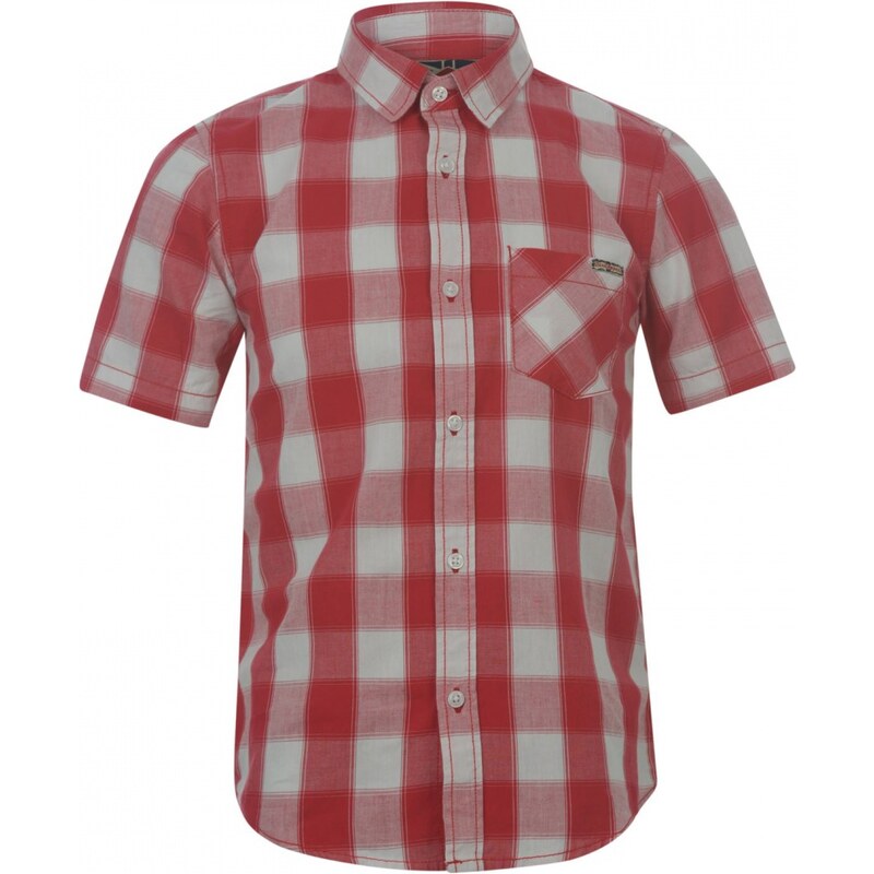 Lee Cooper Short Sleeve Check Shirt Junior, red/white
