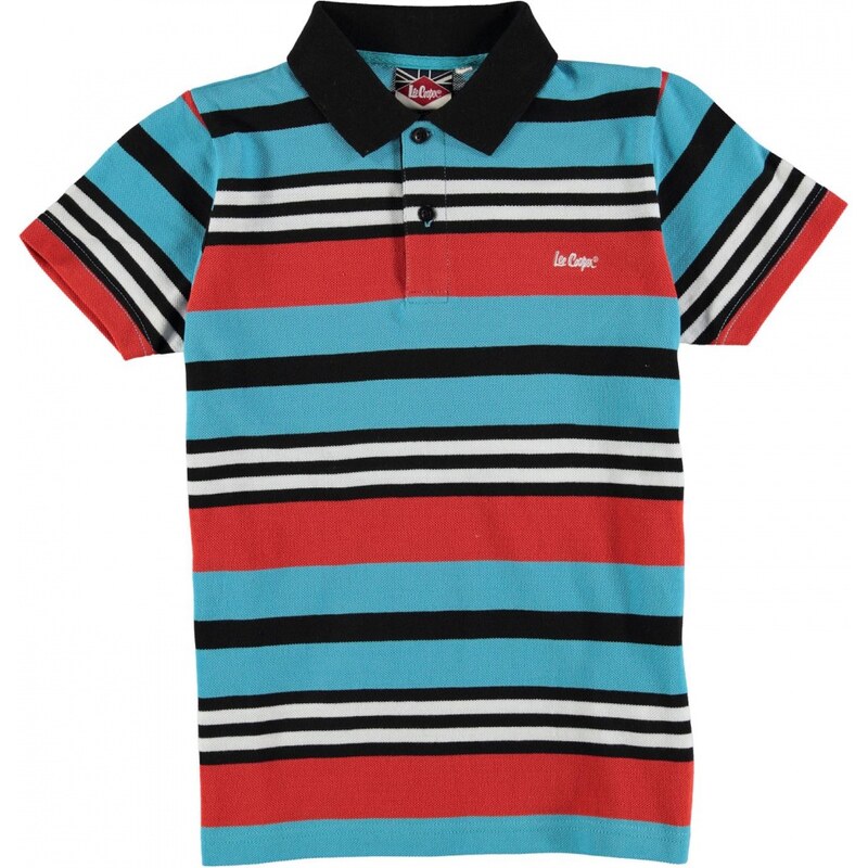 Lee Cooper Stripe Polo Shirt Junior Boys, black/org/blue