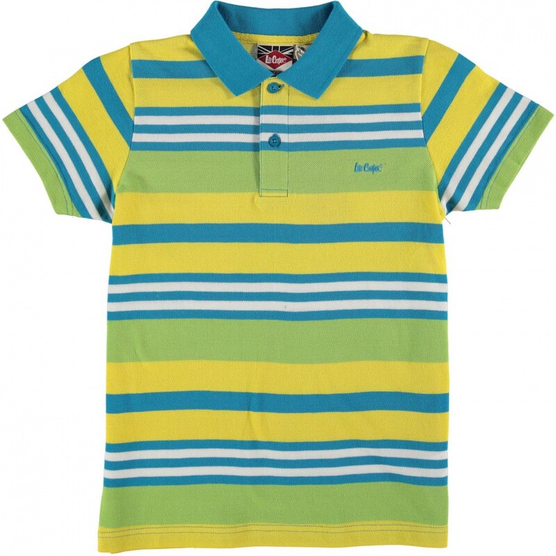 Lee Cooper Stripe Polo Shirt Junior Boys, blue/lime/yell