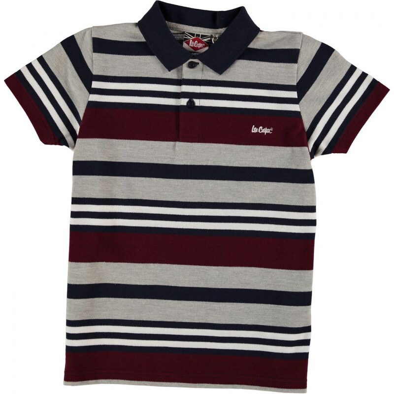 Lee Cooper Stripe Polo Shirt Junior Boys, grey/navy/burg