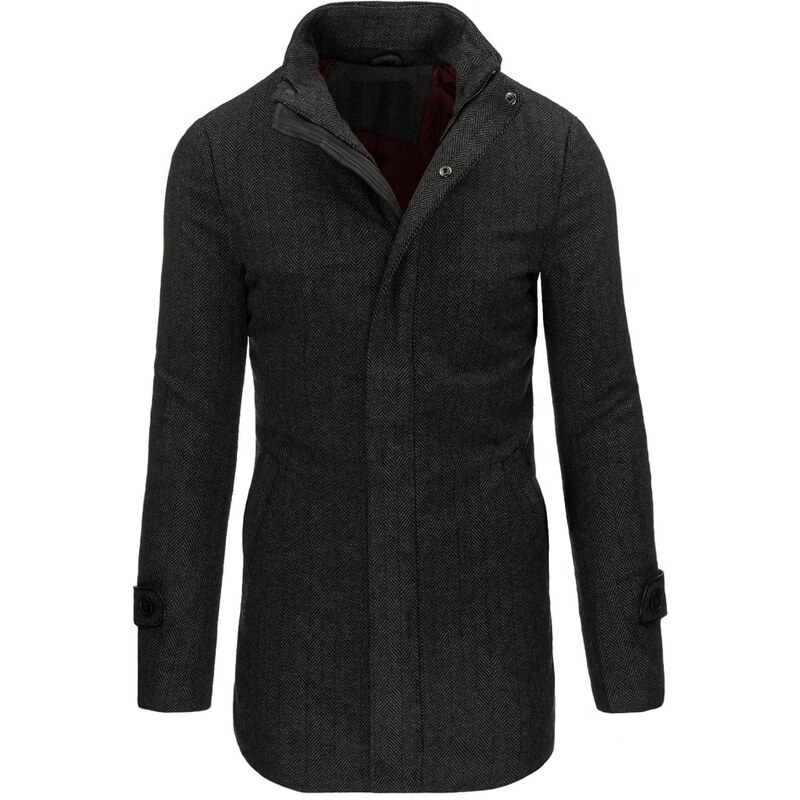 Exkluzivní moderní tmavě šedý pánský kabát