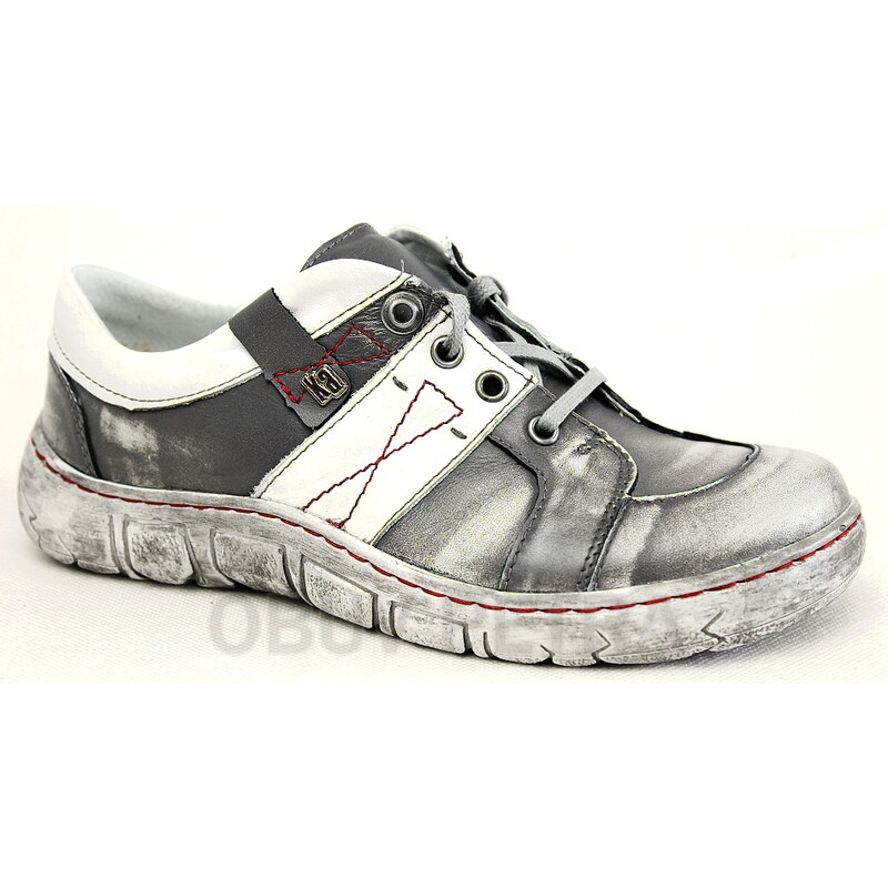 KACPER 2-1194 grey/white, dámské polobotky - dámská obuv