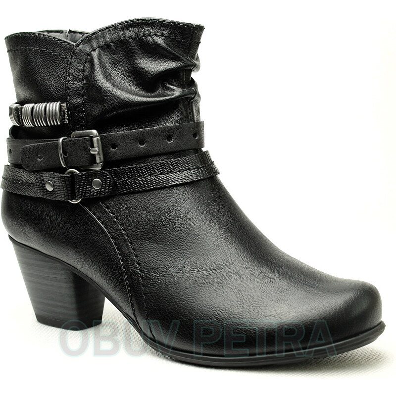 JANA Soft Line 25360-27 black, dámské nízké kozačky - dámská obuv