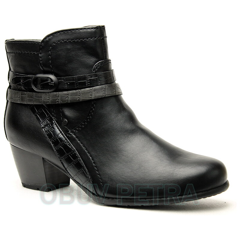 JANA Soft Line 25369-27 black, dámské nízké kozačky - dámská obuv