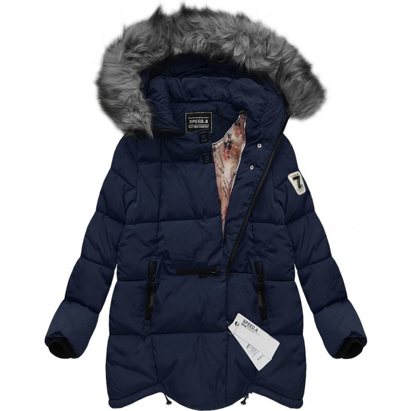 SPEED.A Zimní bunda prošívaná s kapucí modrá (W801)