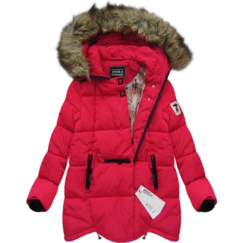 SPEED.A Zimní prošívaná bunda s kapucí červená (W801)