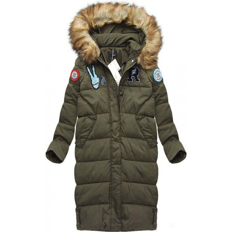LJR Zimní kabát z přírodního chmýří khaki(8067)