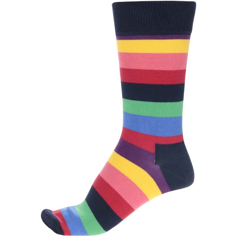 Tmavě modré unisex pruhované ponožky Happy Socks Stripe