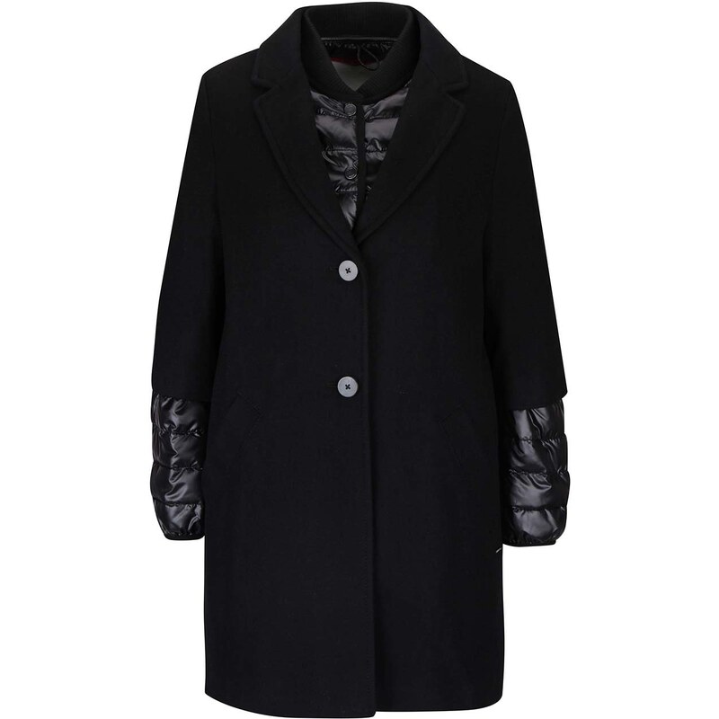 Černý dámský vlněný kabát s bundou 2v1 s.Oliver