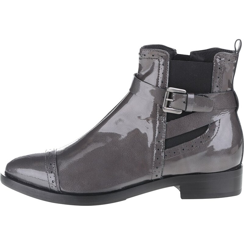 Tmavě šedé kožené kotníkové chelsea boty Geox Donna Brogue