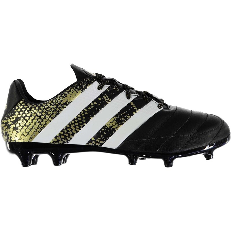 Adidas Ace 16.3 Leather Firm Ground Football Boots Mens, black/wht/gold