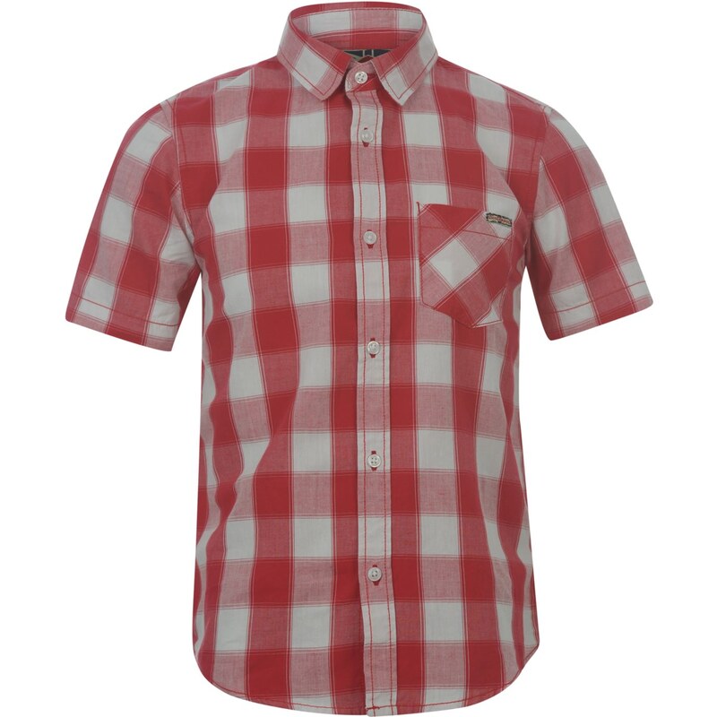 Lee Cooper Short Sleeve Check Shirt Junior, red/white