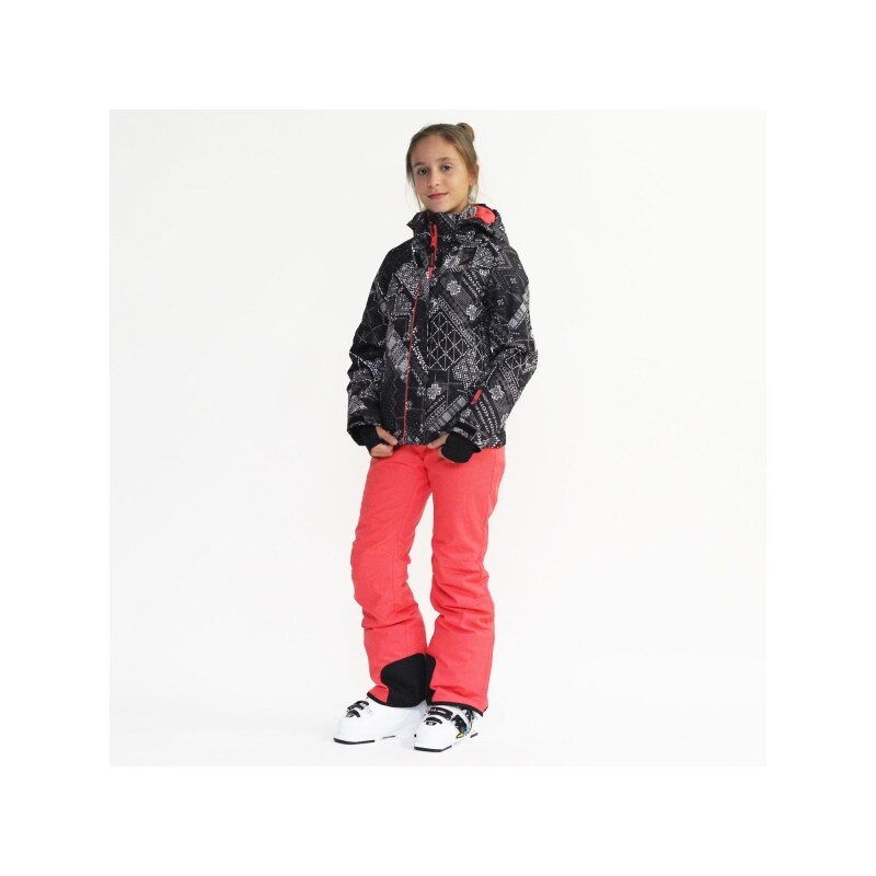 Brunotti Dívčí lyžařský komplet - zimní bunda Jauletta a lyžařské kalhoty Lawna růžové - černá / růžová